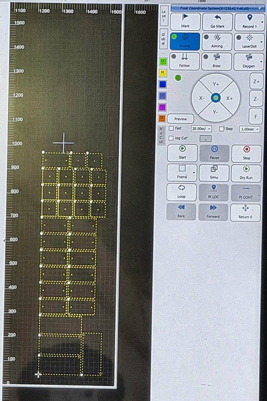 CNC nesting software laying out parts on a steel sheet